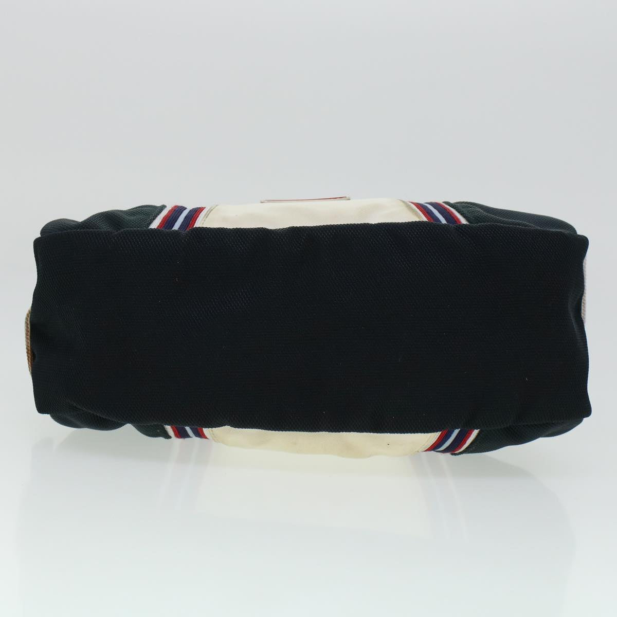 CHANEL Clutch Bag Canvas White Navy CC  bs5370