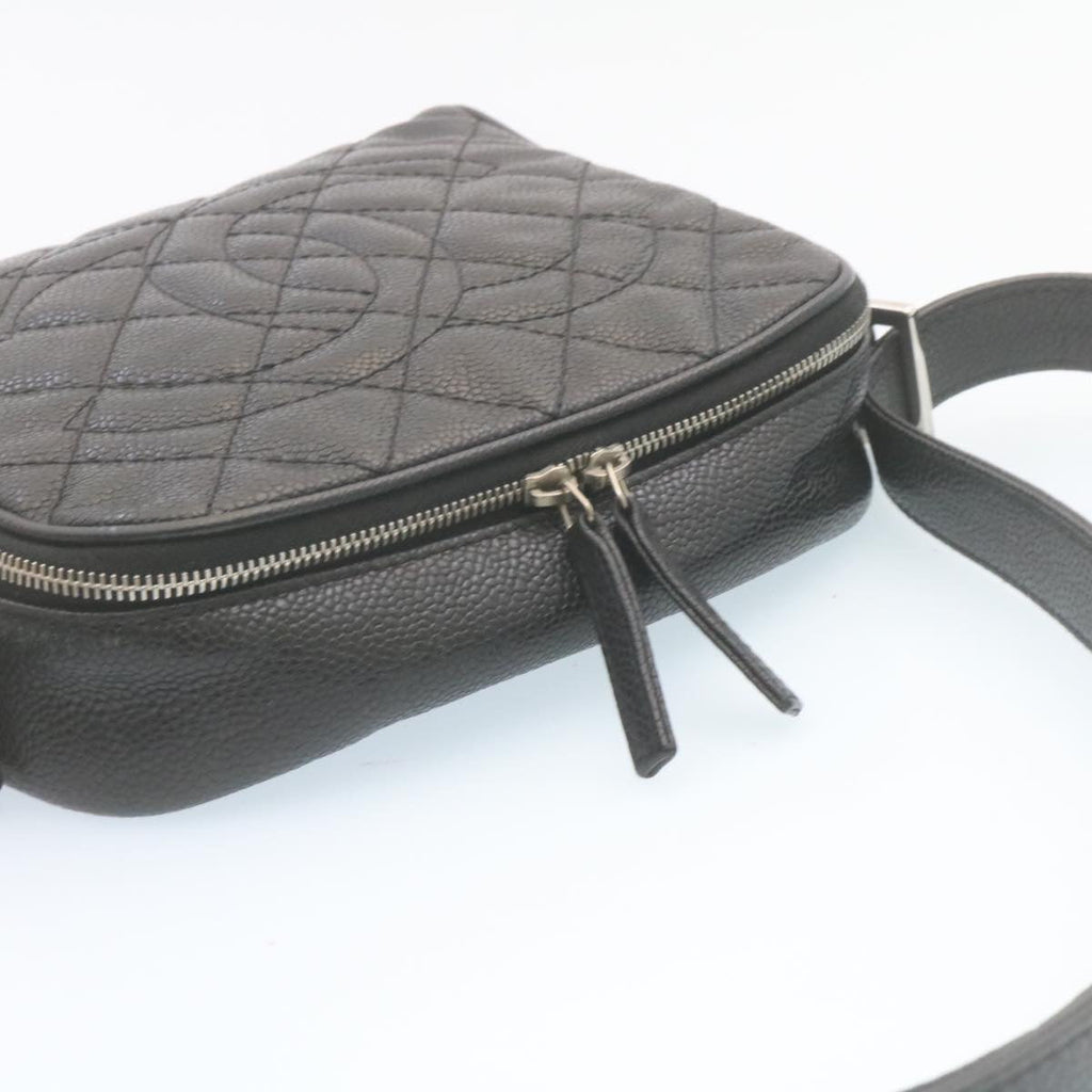 CHANEL COCO Mark Shoulder Bag Caviar Skin Black CC Auth bs552A