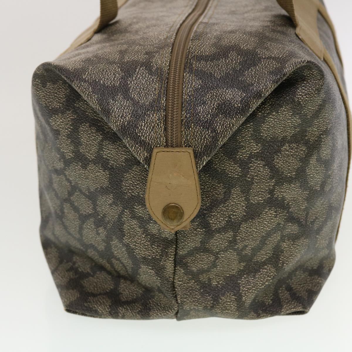 SAINT LAURENT Boston Bag PVC Leather Gray Auth bs5712