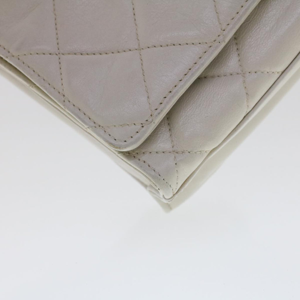 CHANEL Matelasse Circle Chain Shoulder Bag Lamb Skin White CC  bs5899