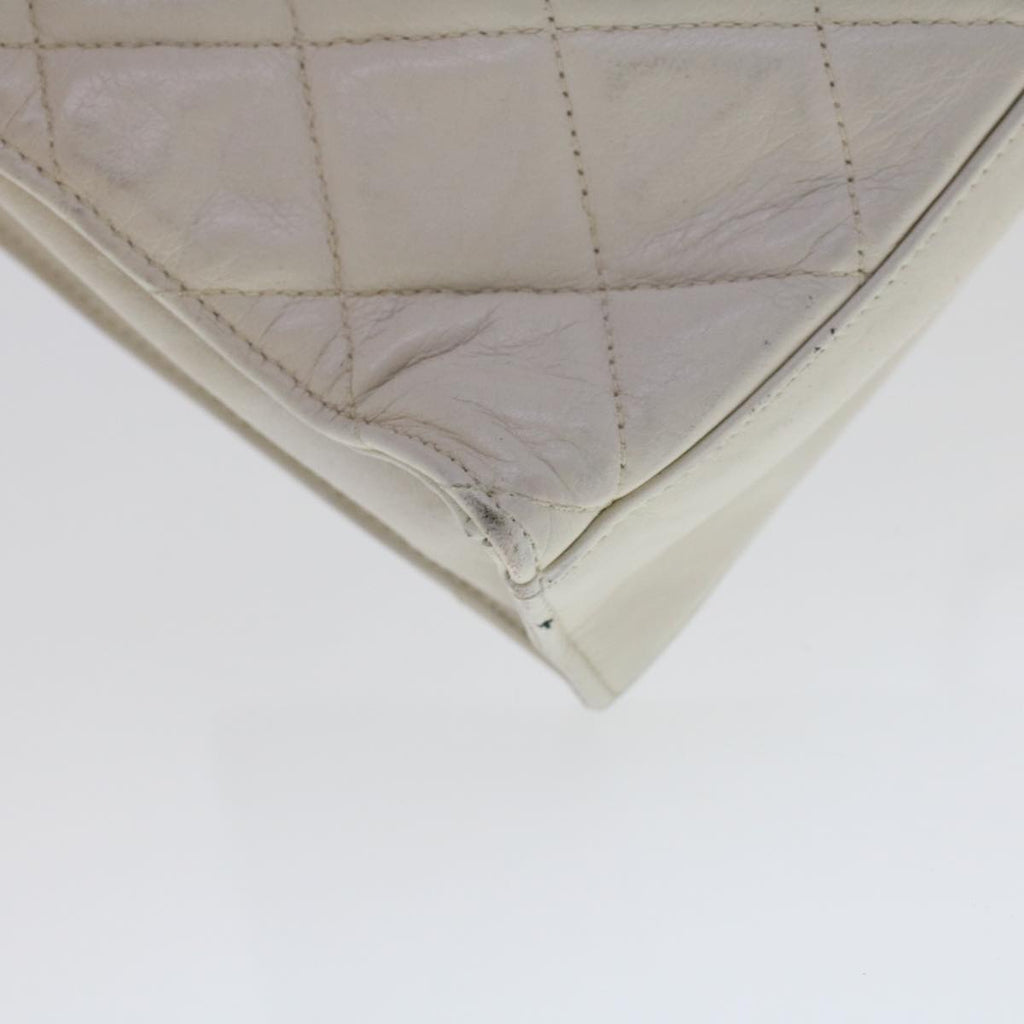CHANEL Matelasse Circle Chain Shoulder Bag Lamb Skin White CC  bs5899