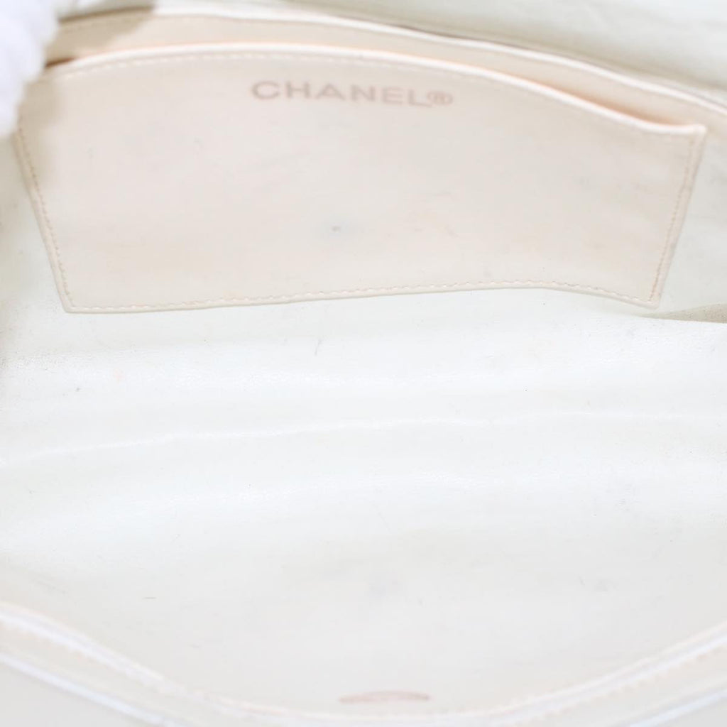 CHANEL Matelasse Circle Chain Shoulder Bag Lamb Skin White CC  bs5899