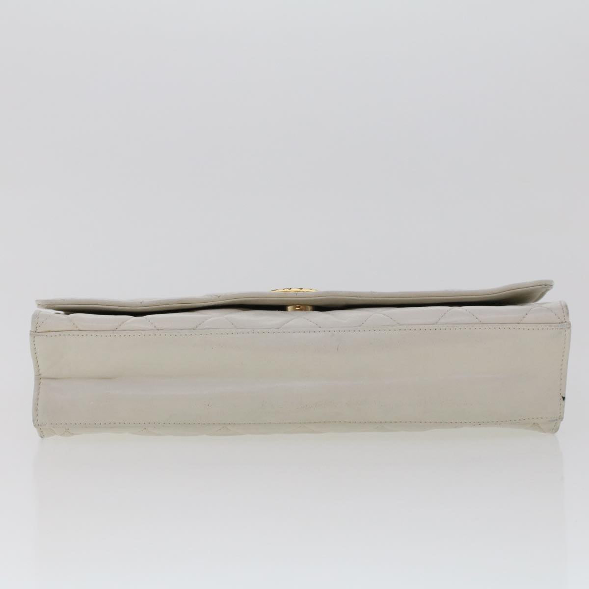 CHANEL Matelasse Circle Chain Shoulder Bag Lamb Skin White CC  bs5899