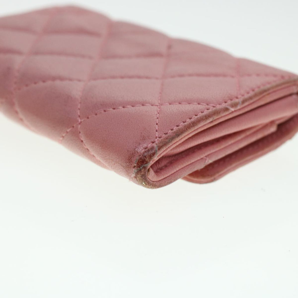 CHANEL Matelasse Coin Purse Lamb Skin Pink CC  bs5967