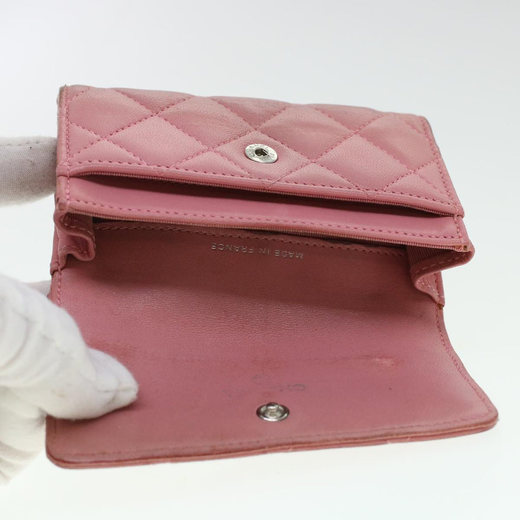 CHANEL Matelasse Coin Purse Lamb Skin Pink CC  bs5967