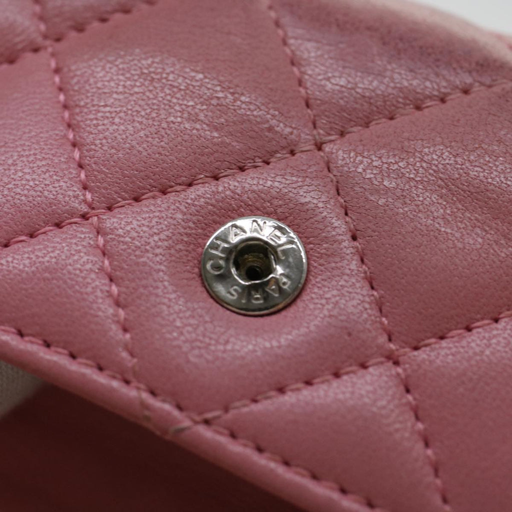 CHANEL Matelasse Coin Purse Lamb Skin Pink CC  bs5967