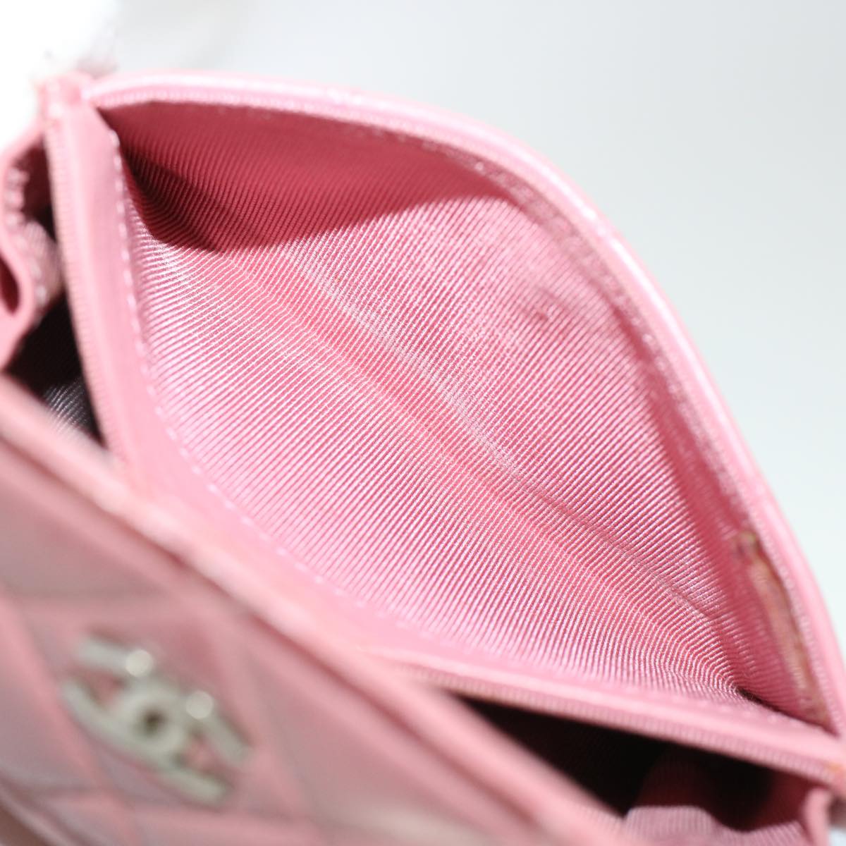 CHANEL Matelasse Coin Purse Lamb Skin Pink CC  bs5967
