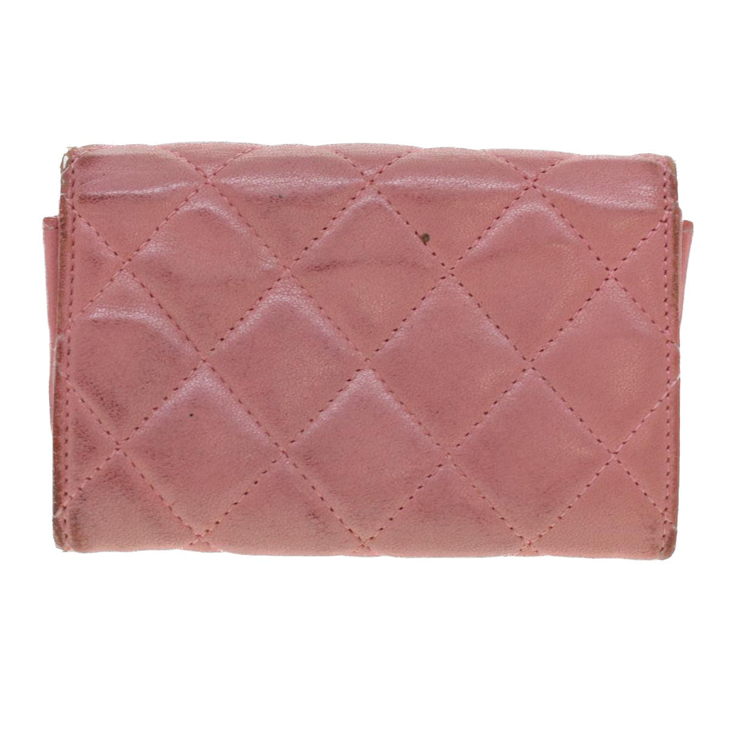 CHANEL Matelasse Coin Purse Lamb Skin Pink CC Auth bs5967