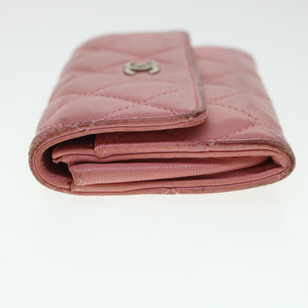 CHANEL Matelasse Coin Purse Lamb Skin Pink CC  bs5967