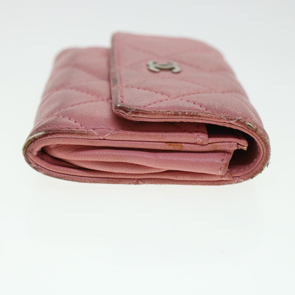 CHANEL Matelasse Coin Purse Lamb Skin Pink CC  bs5967