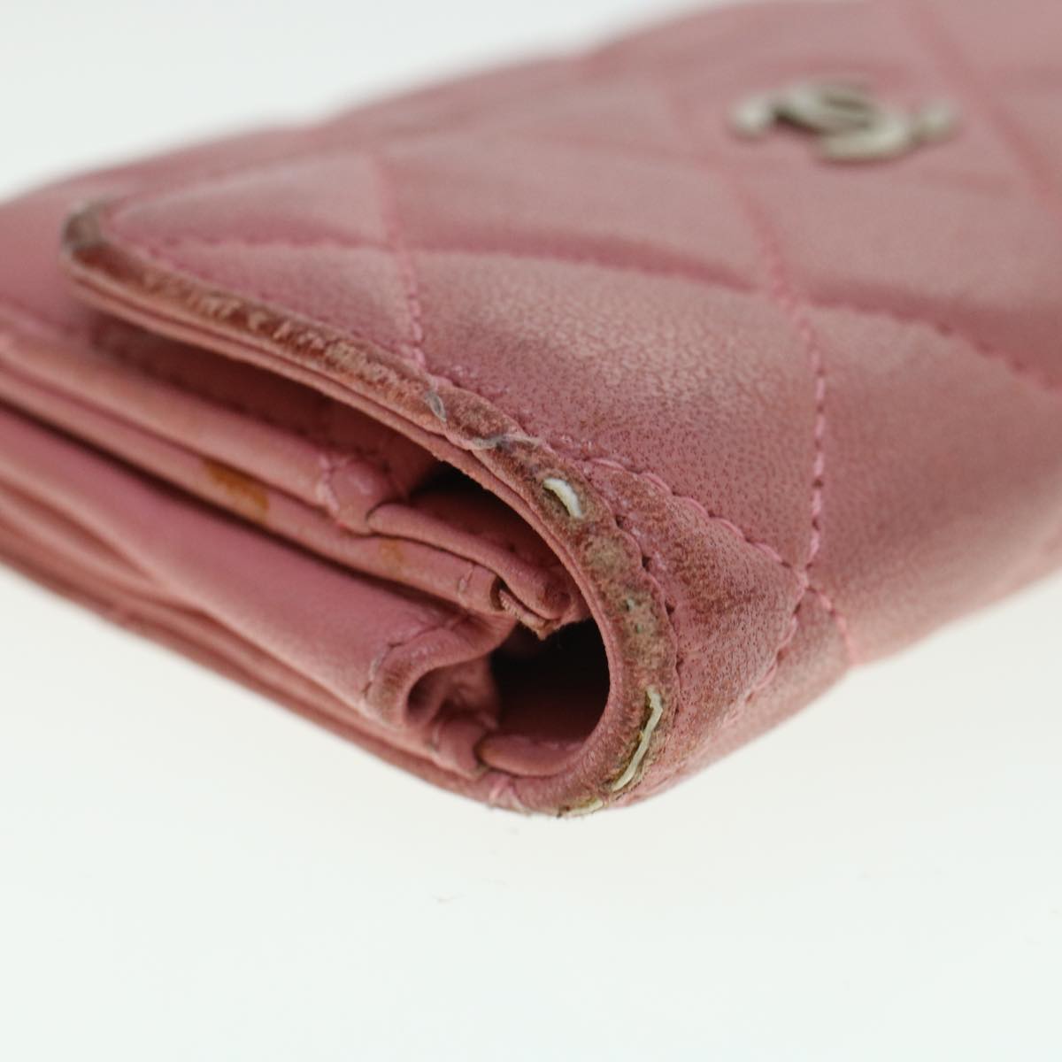CHANEL Matelasse Coin Purse Lamb Skin Pink CC  bs5967