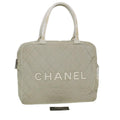 CHANEL Boston Bag Canvas Gray CC  bs6078