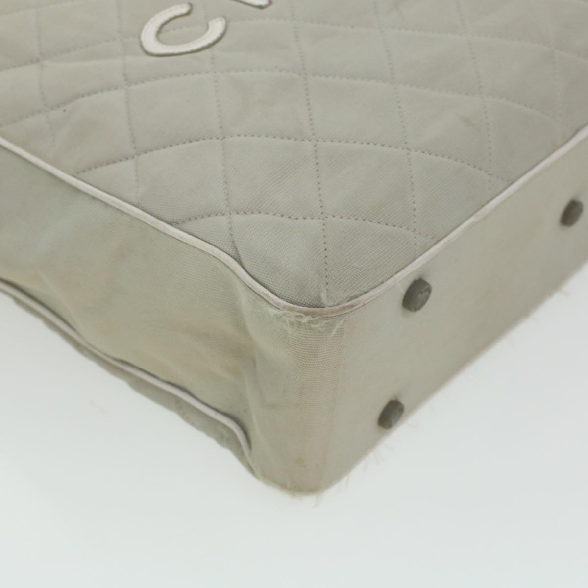 CHANEL Boston Bag Canvas Gray CC  bs6078