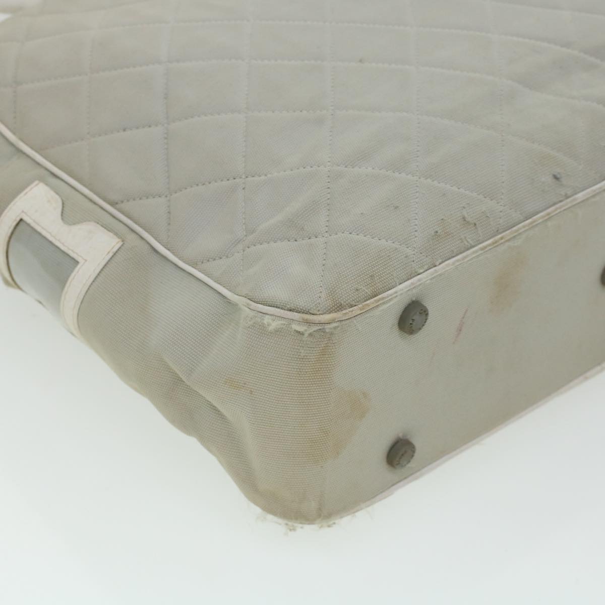 CHANEL Boston Bag Canvas Gray CC Auth bs6078