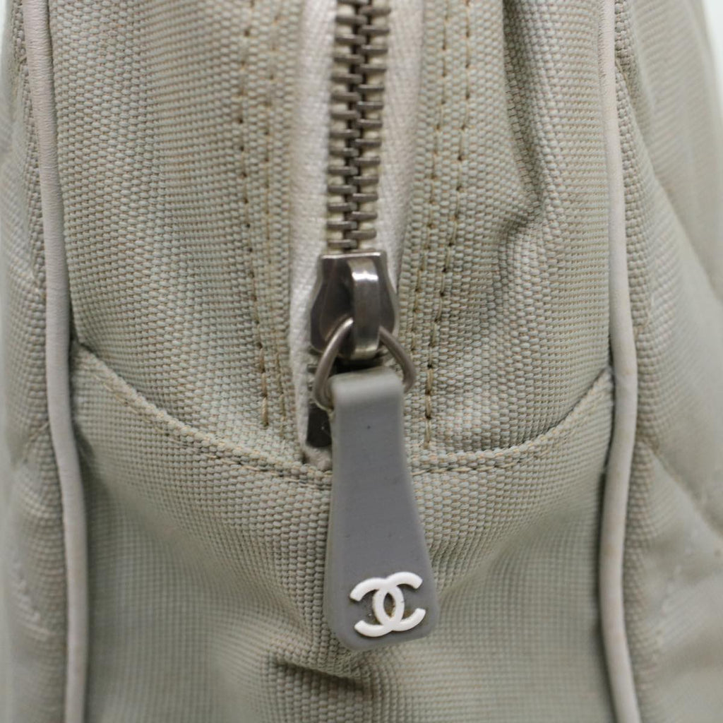 CHANEL Boston Bag Canvas Gray CC  bs6078