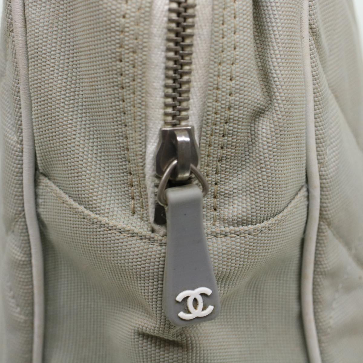 CHANEL Boston Bag Canvas Gray CC  bs6078