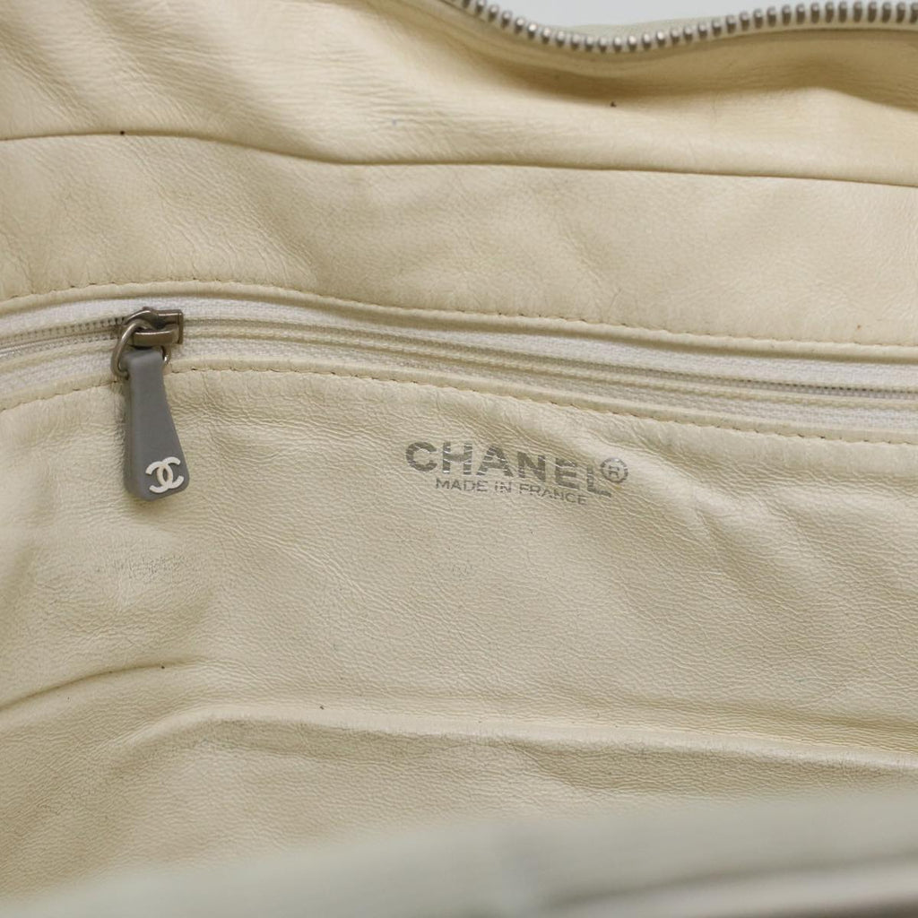 CHANEL Boston Bag Canvas Gray CC Auth bs6078