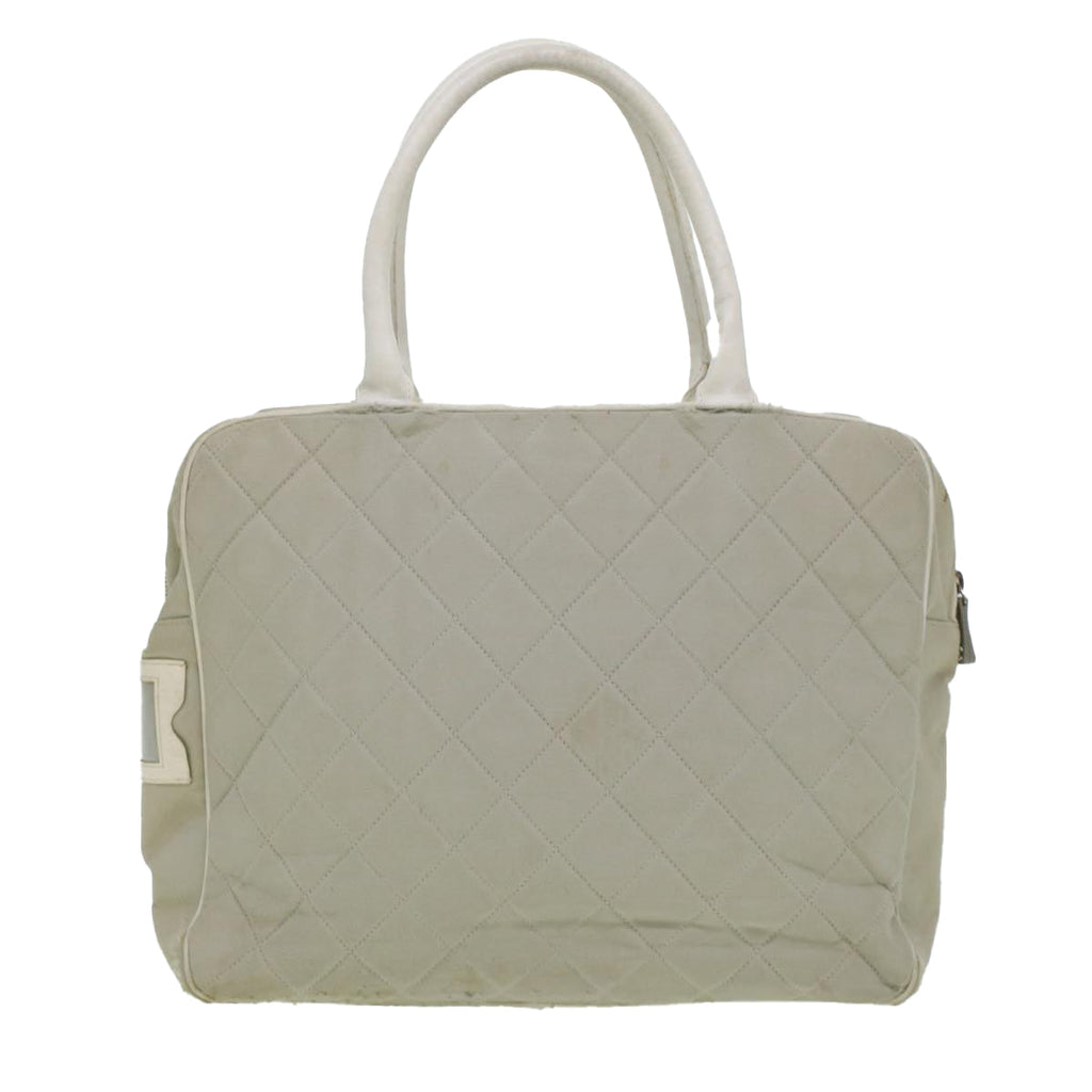 CHANEL Boston Bag Canvas Gray CC  bs6078