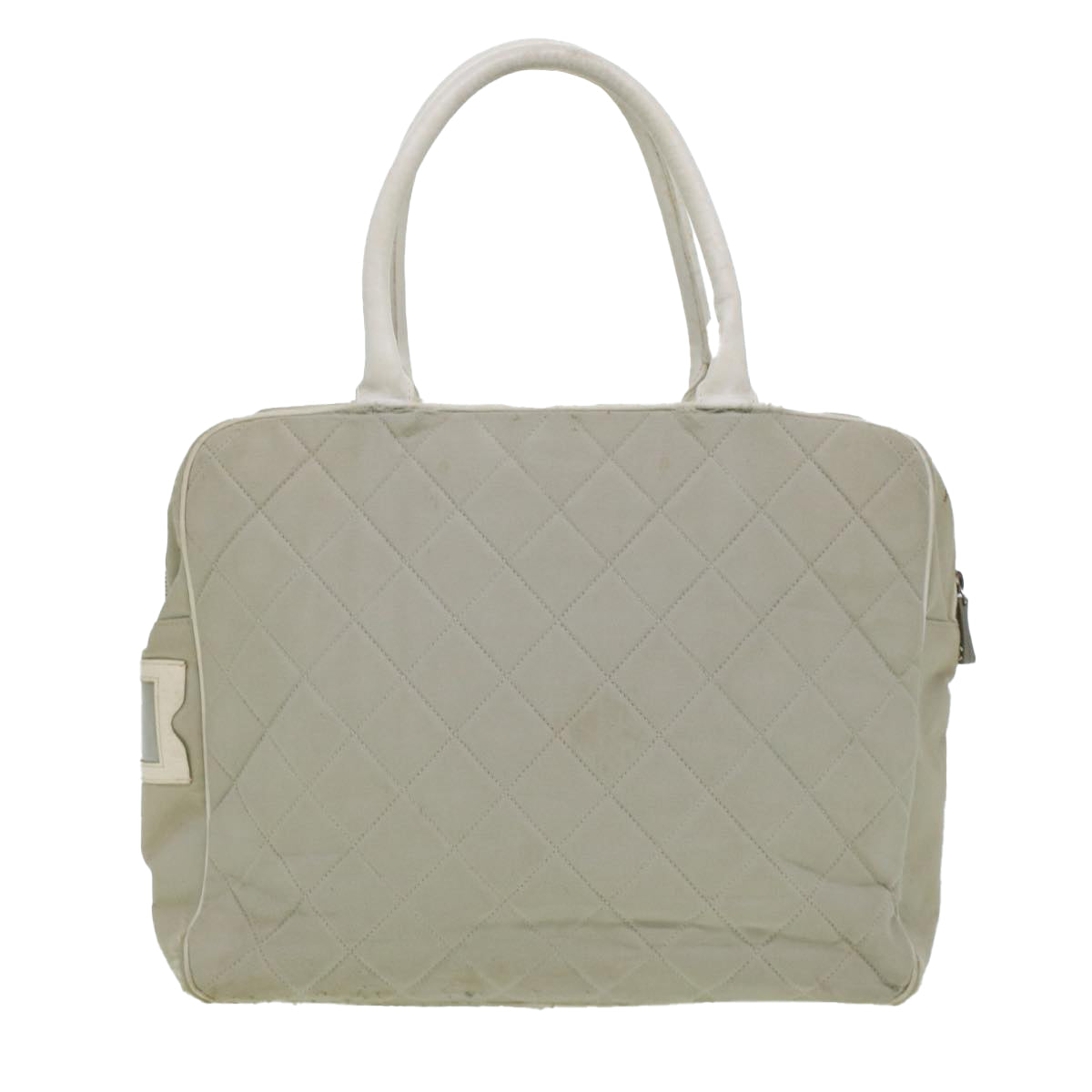 CHANEL Boston Bag Canvas Gray CC Auth bs6078