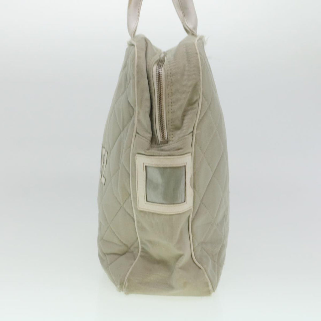 CHANEL Boston Bag Canvas Gray CC Auth bs6078