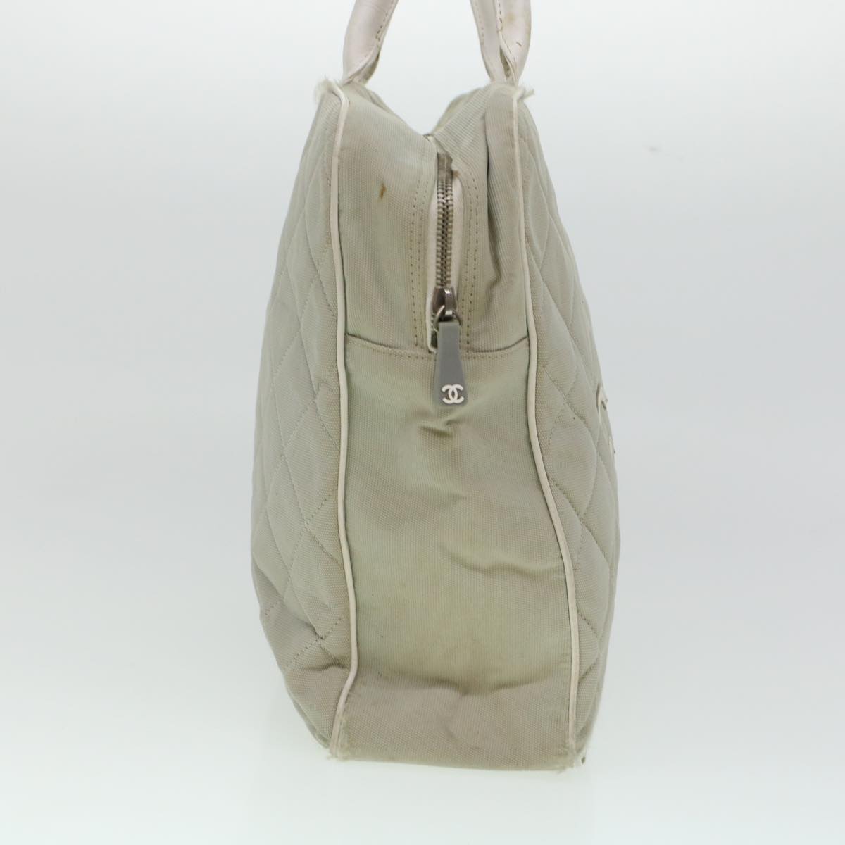CHANEL Boston Bag Canvas Gray CC  bs6078