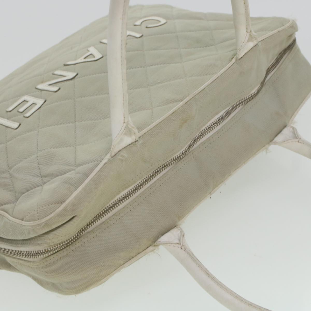 CHANEL Boston Bag Canvas Gray CC  bs6078