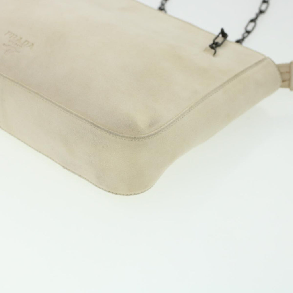 PRADA Shoulder Bag Suede White  bs6177