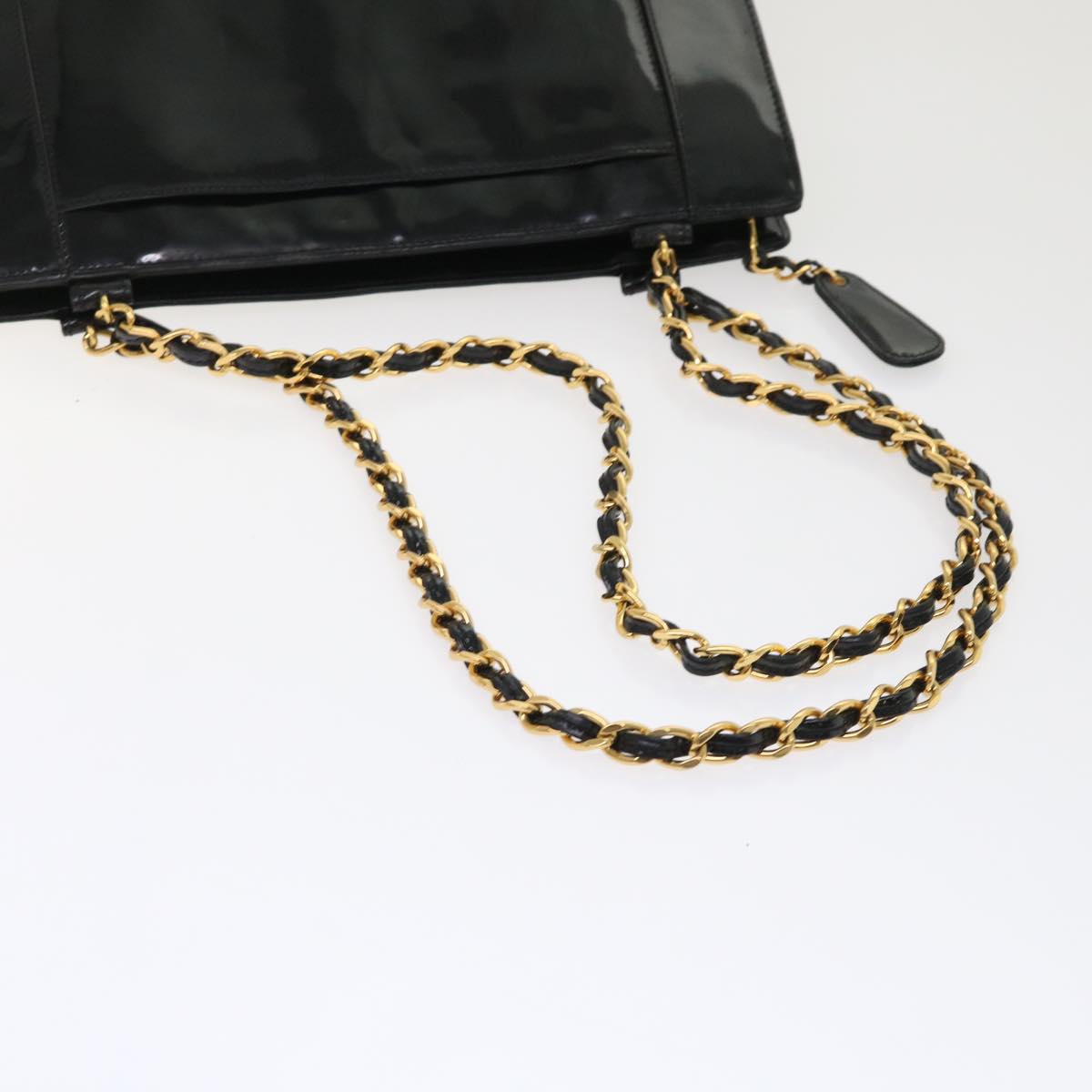 CHANEL Chain Shoulder Bag Patent leather Black CC  bs6435