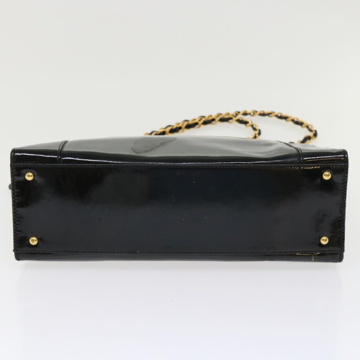 CHANEL Chain Shoulder Bag Patent leather Black CC Auth bs6435