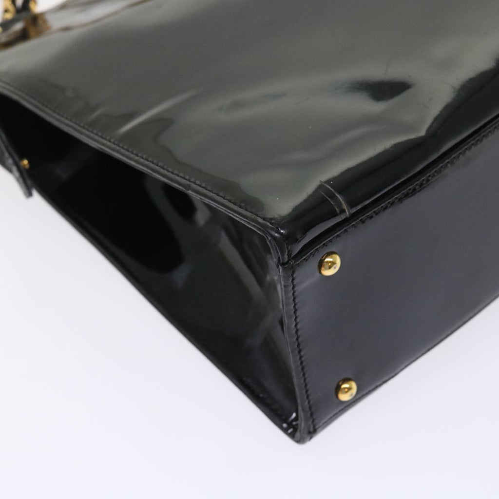 CHANEL Chain Shoulder Bag Patent leather Black CC Auth bs6435