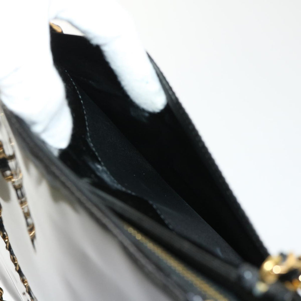 CHANEL Chain Shoulder Bag Patent leather Black CC Auth bs6435