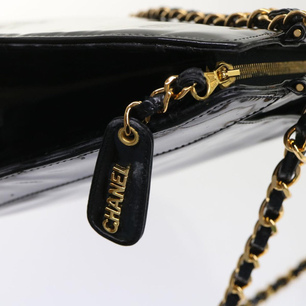 CHANEL Chain Shoulder Bag Patent leather Black CC  bs6435