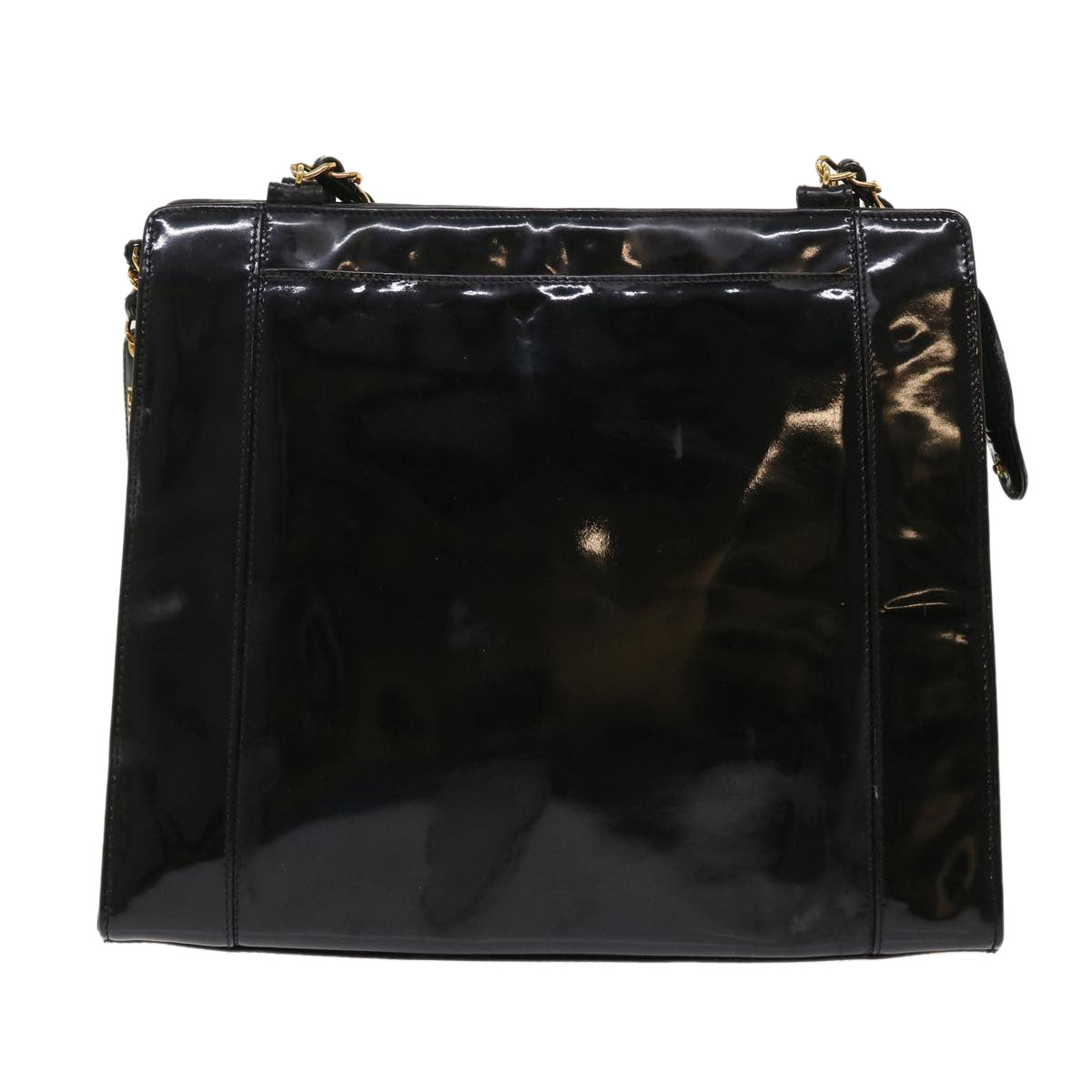 CHANEL Chain Shoulder Bag Patent leather Black CC  bs6435