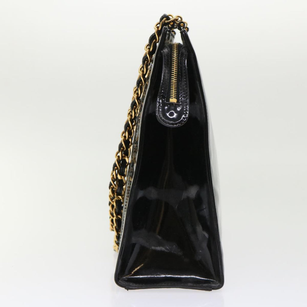 CHANEL Chain Shoulder Bag Patent leather Black CC  bs6435
