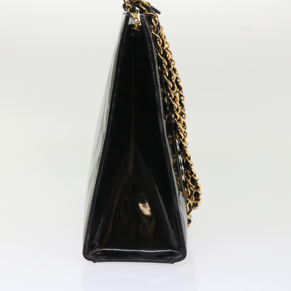 CHANEL Chain Shoulder Bag Patent leather Black CC  bs6435