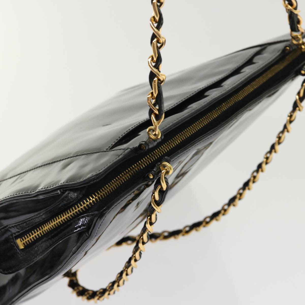 CHANEL Chain Shoulder Bag Patent leather Black CC  bs6435