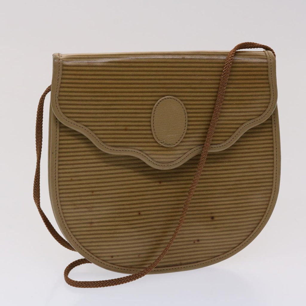SAINT LAURENT Shoulder Clutch Bag Coated Canvas 2Set Beige Auth bs6527