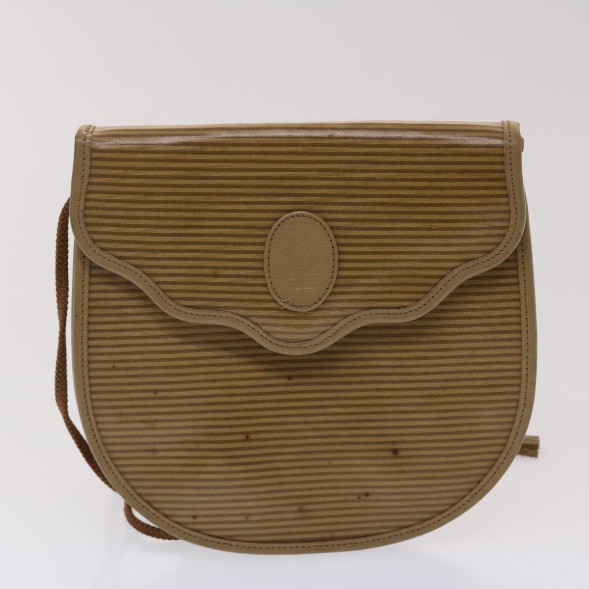 SAINT LAURENT Shoulder Clutch Bag Coated Canvas 2Set Beige Auth bs6527
