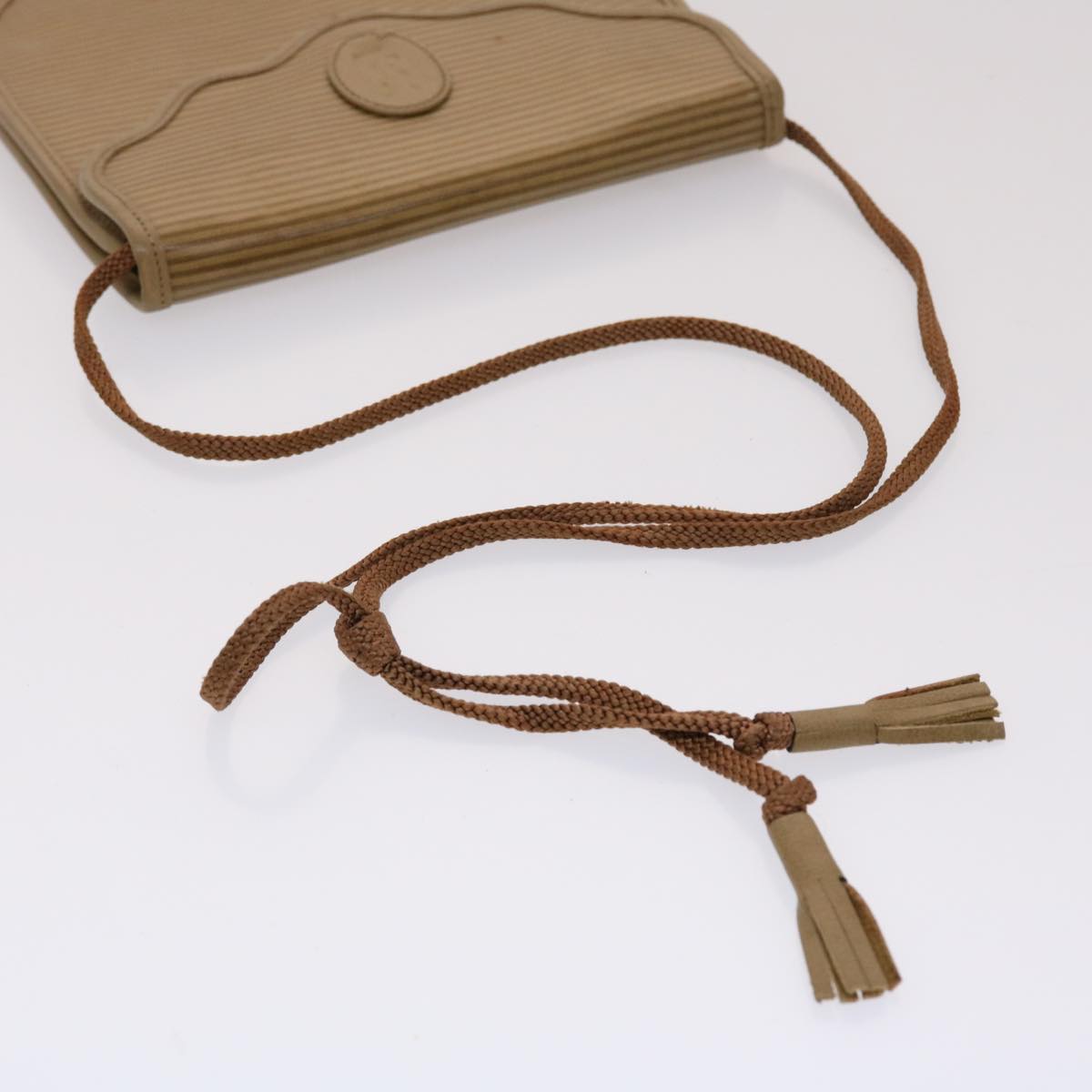 SAINT LAURENT Shoulder Clutch Bag Coated Canvas 2Set Beige Auth bs6527