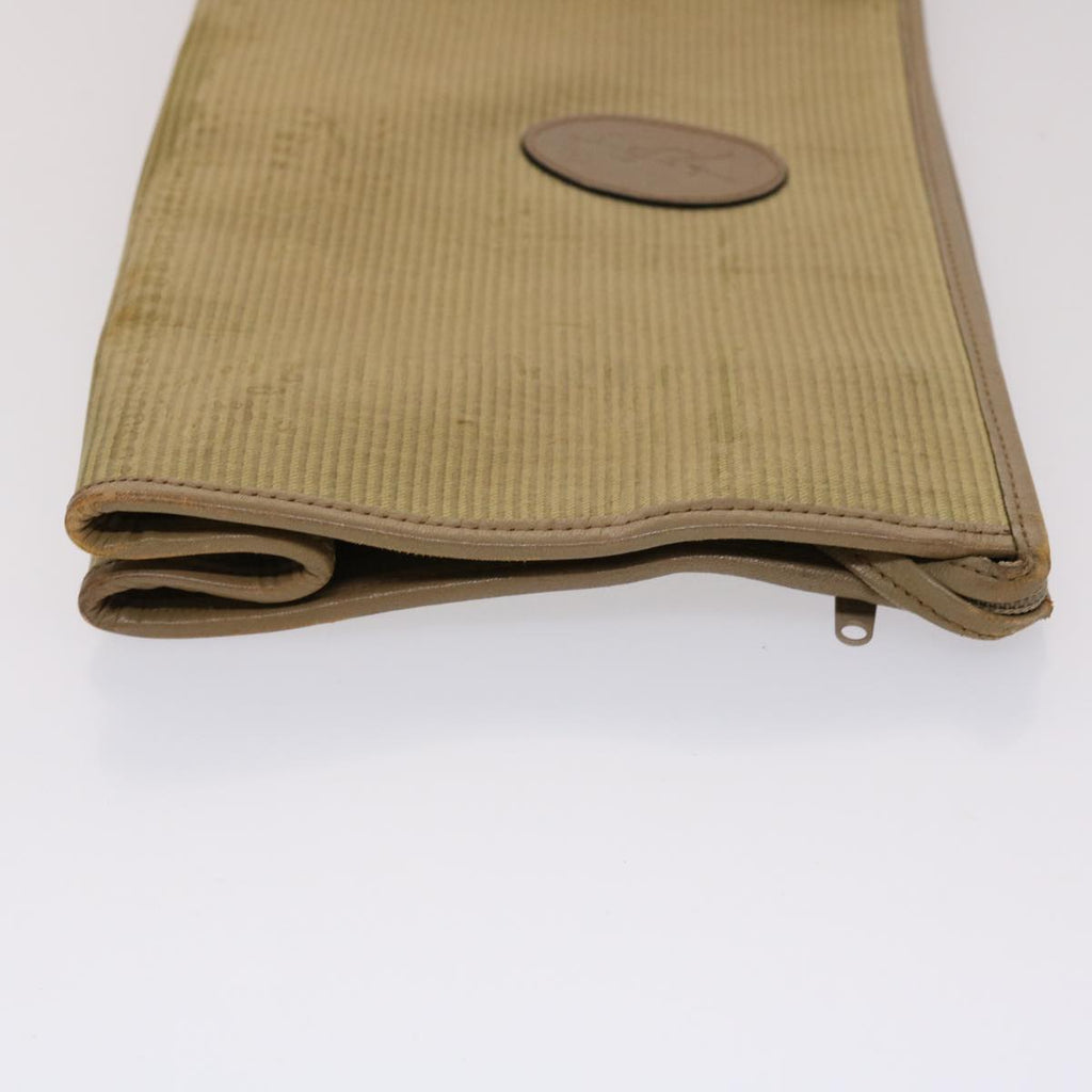 SAINT LAURENT Shoulder Clutch Bag Coated Canvas 2Set Beige Auth bs6527