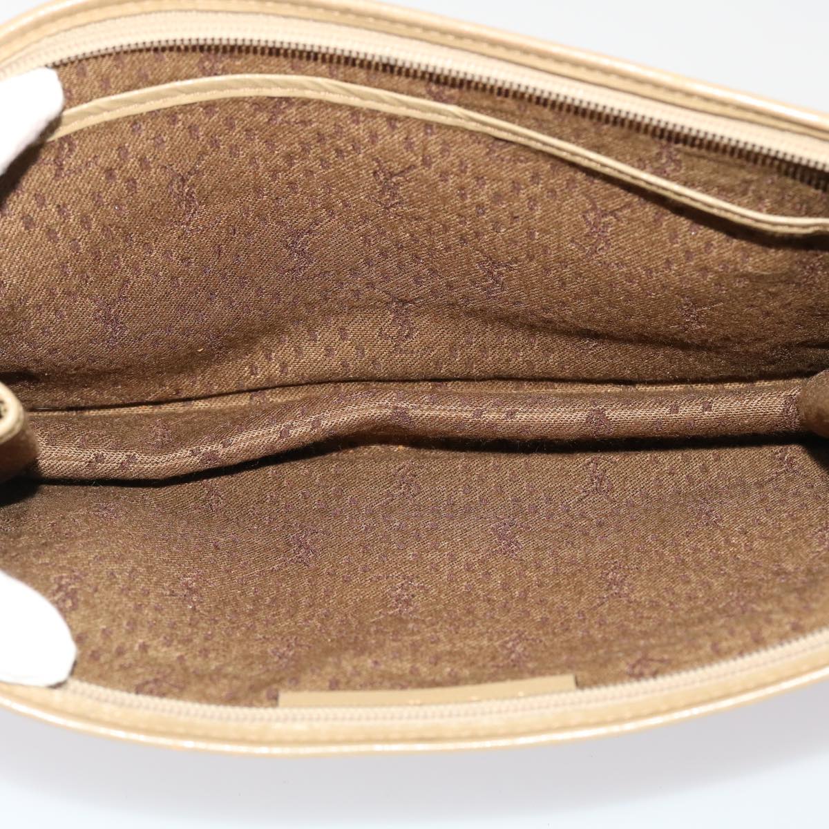SAINT LAURENT Shoulder Clutch Bag Coated Canvas 2Set Beige Auth bs6527