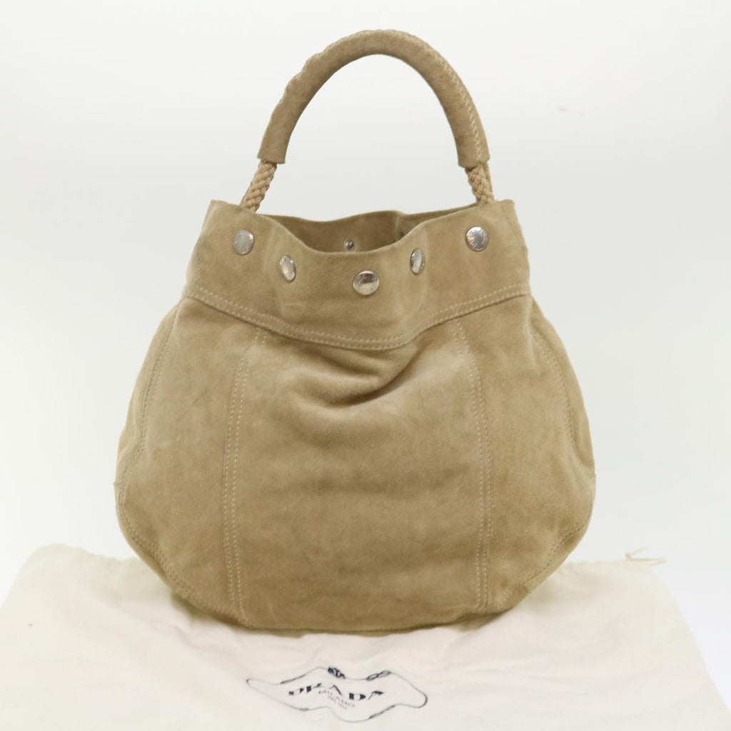 PRADA Shoulder Bag Suede Beige  bs6610