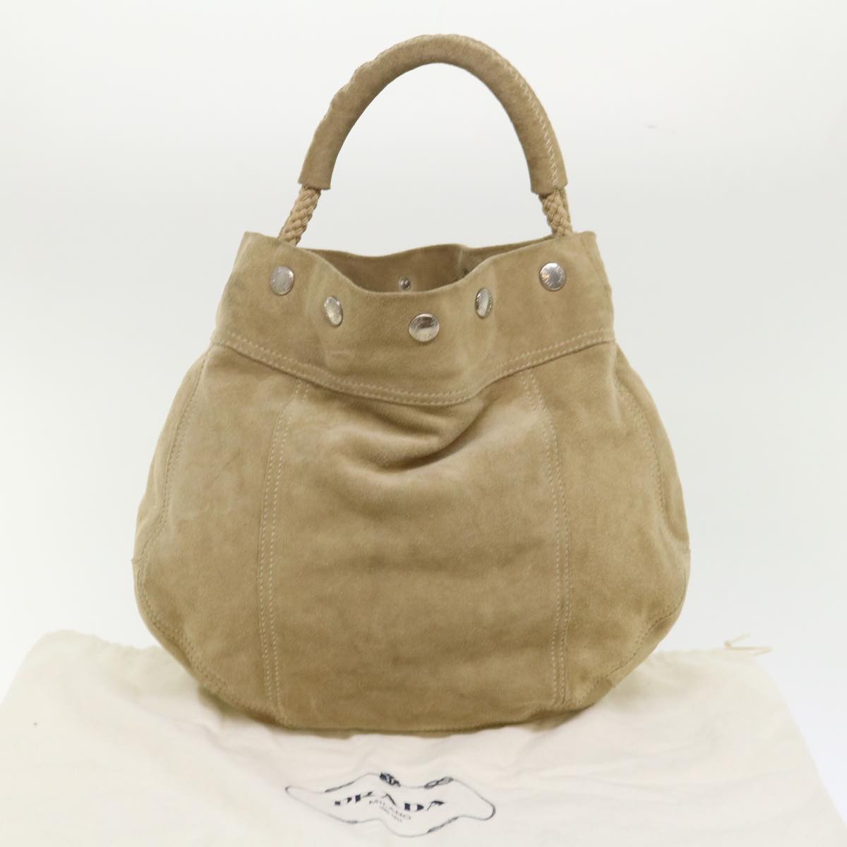 PRADA Shoulder Bag Suede Beige  bs6610