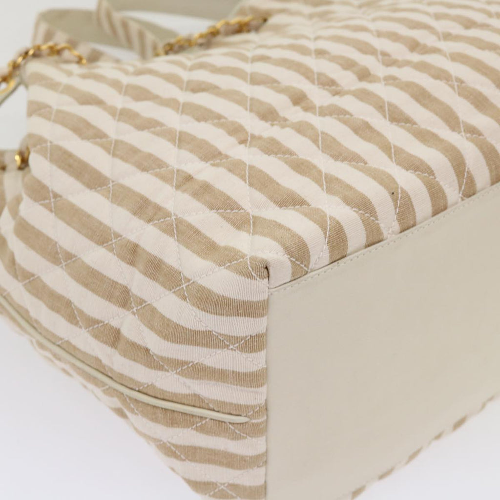 CHANEL Chain Shoulder Bag Canvas Brown CC  bs6720