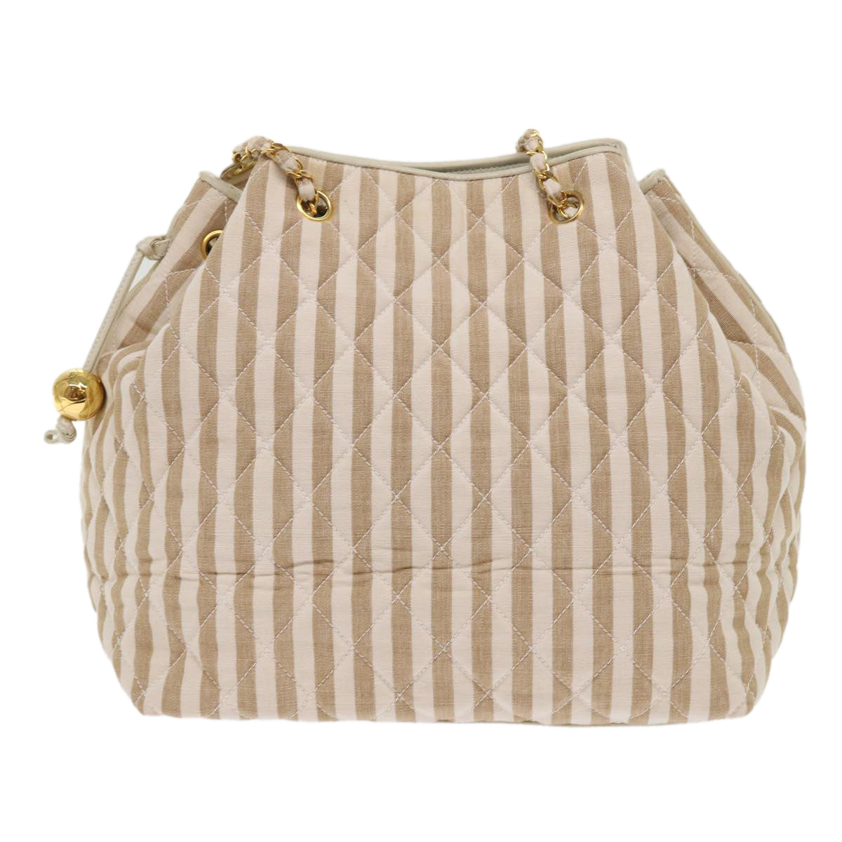 CHANEL Chain Shoulder Bag Canvas Brown CC  bs6720