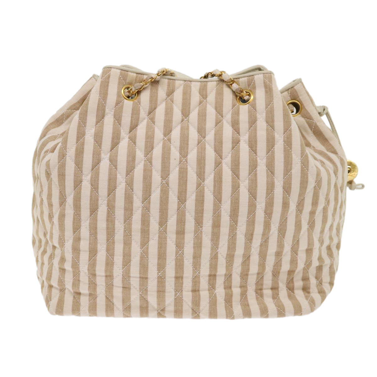 CHANEL Chain Shoulder Bag Canvas Brown CC  bs6720