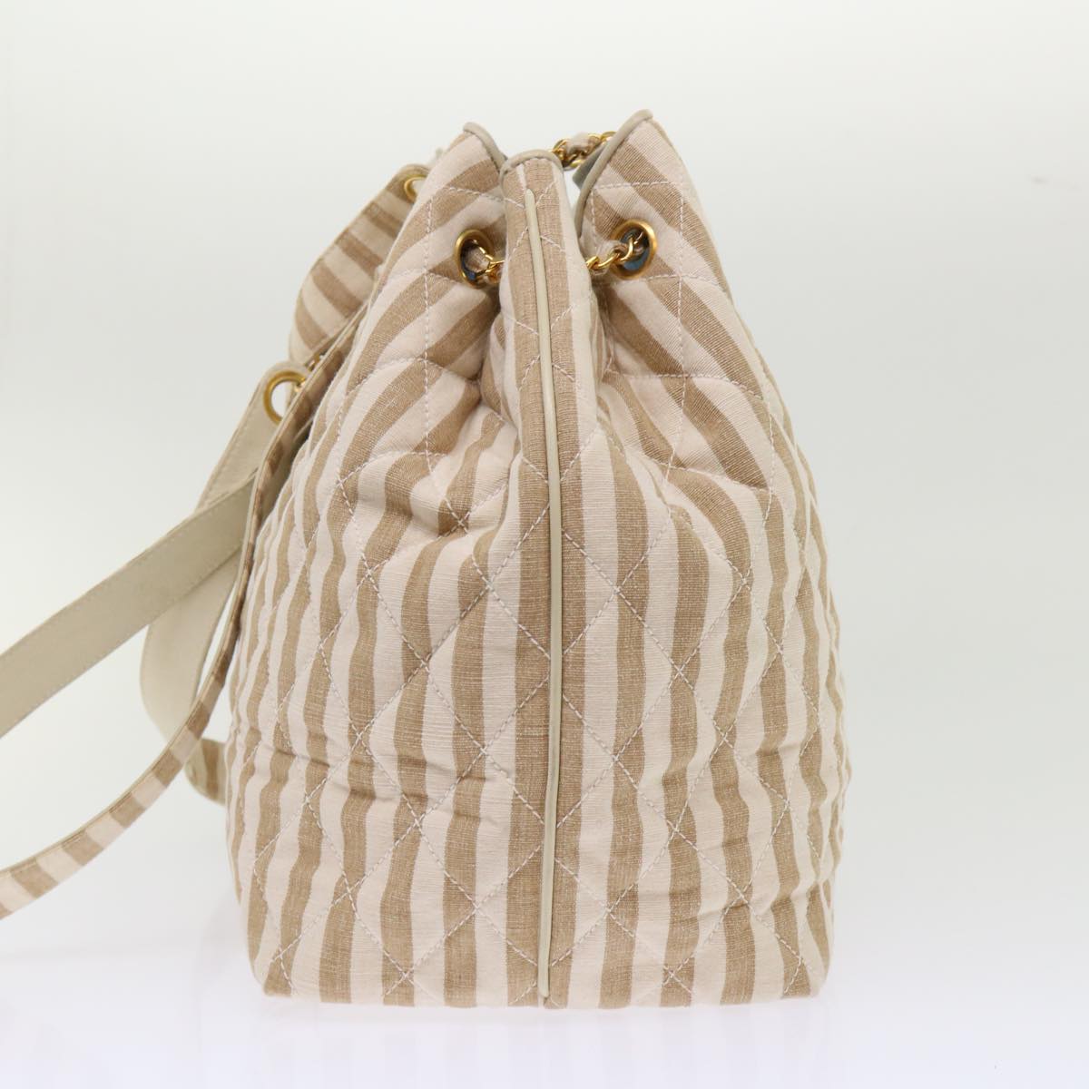 CHANEL Chain Shoulder Bag Canvas Brown CC  bs6720