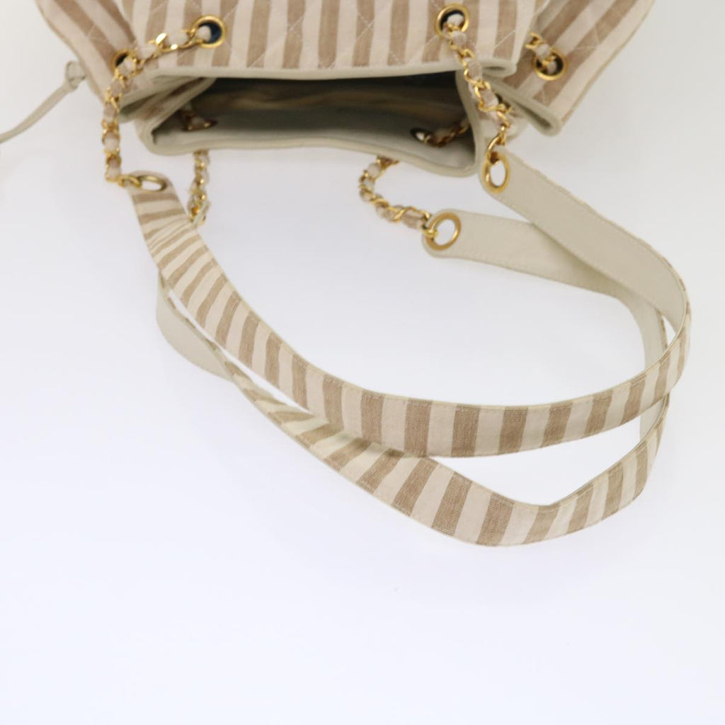 CHANEL Chain Shoulder Bag Canvas Brown CC  bs6720