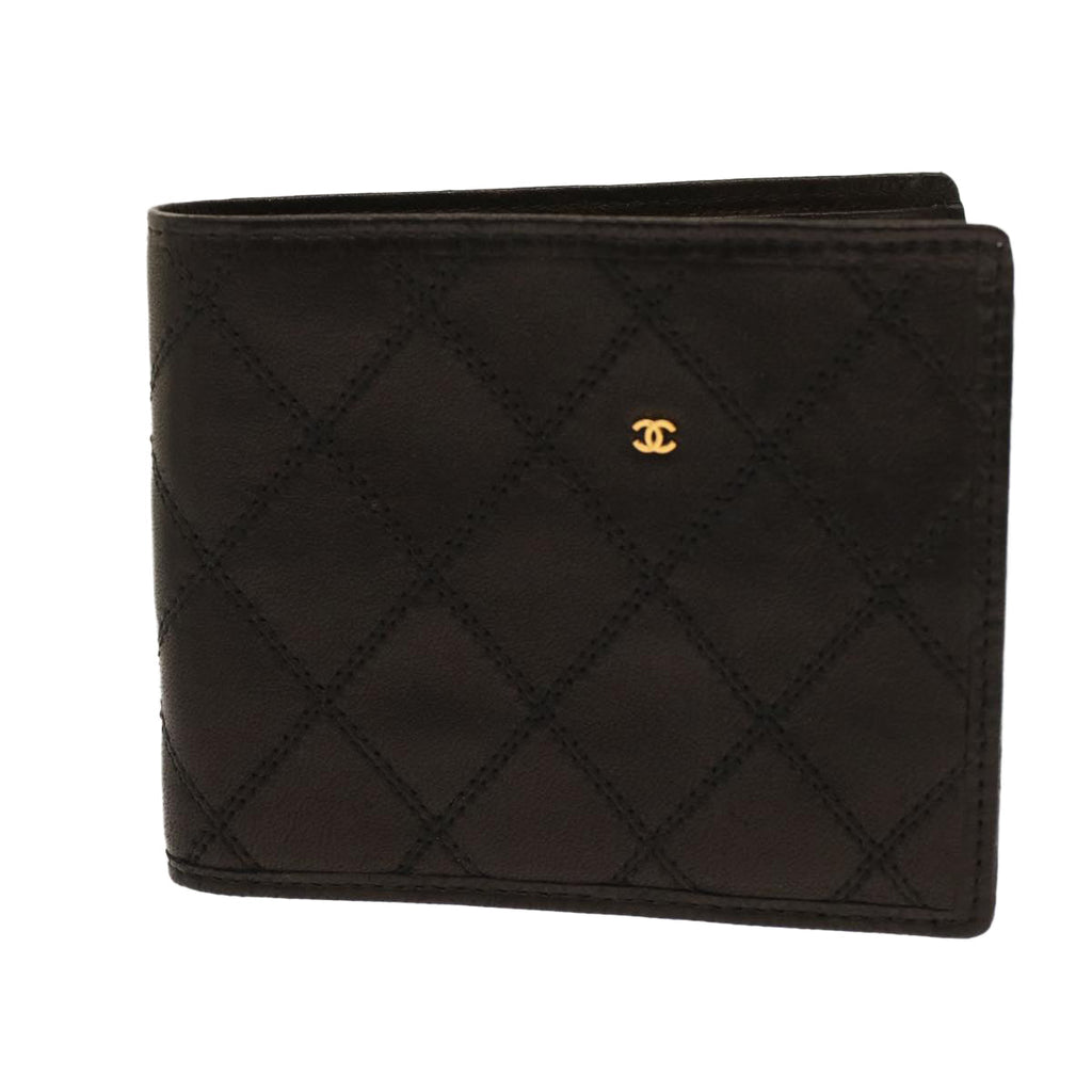 CHANEL Bicolole Wallet Leather Black CC Auth bs6820