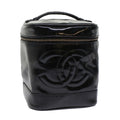 CHANEL Vanity Cosmetic Pouch Patent leather Black CC  bs6857